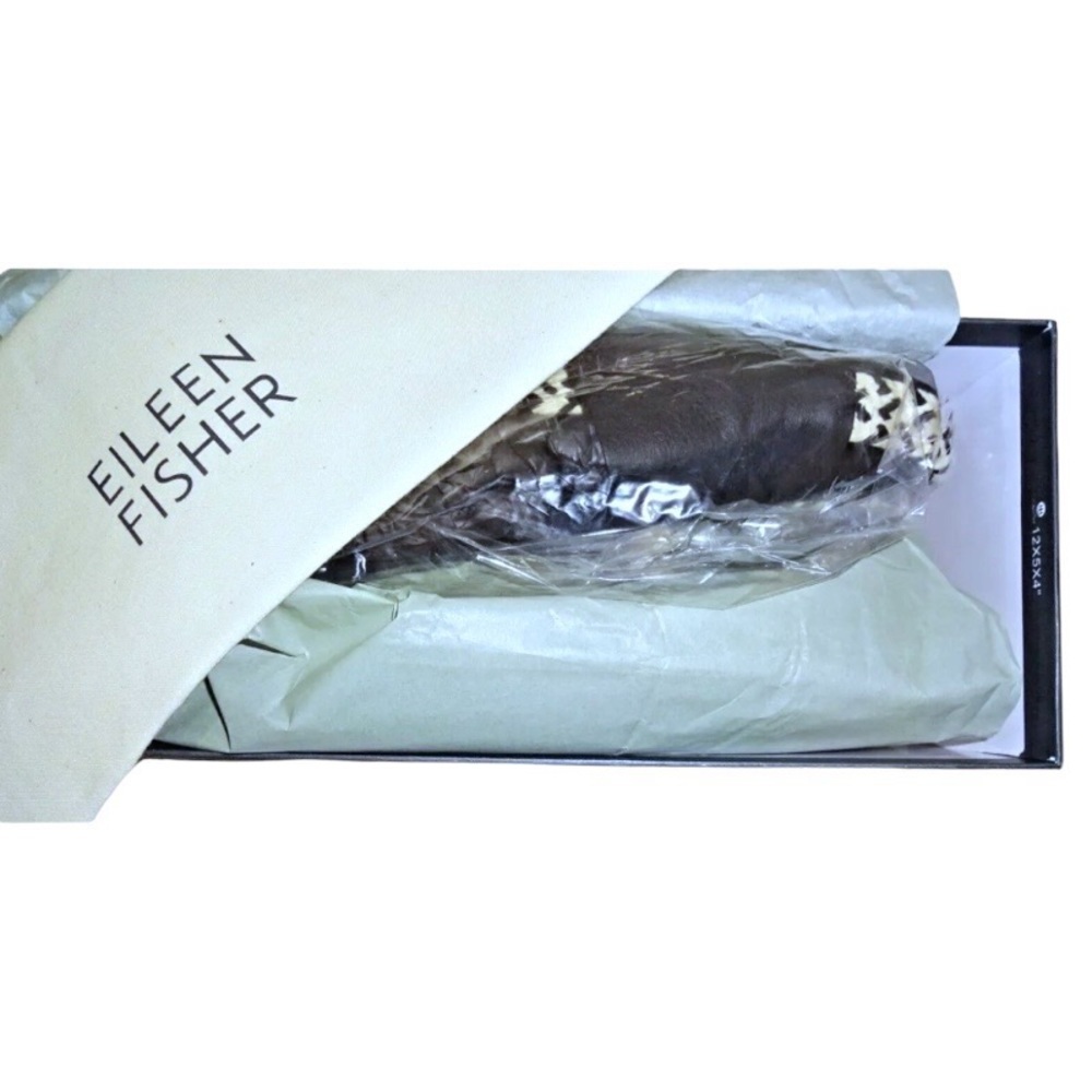Eileen Fisher Pear Sandals 7 Slides Black + White Molded Leather Footbed NIB - Picture 11 of 14